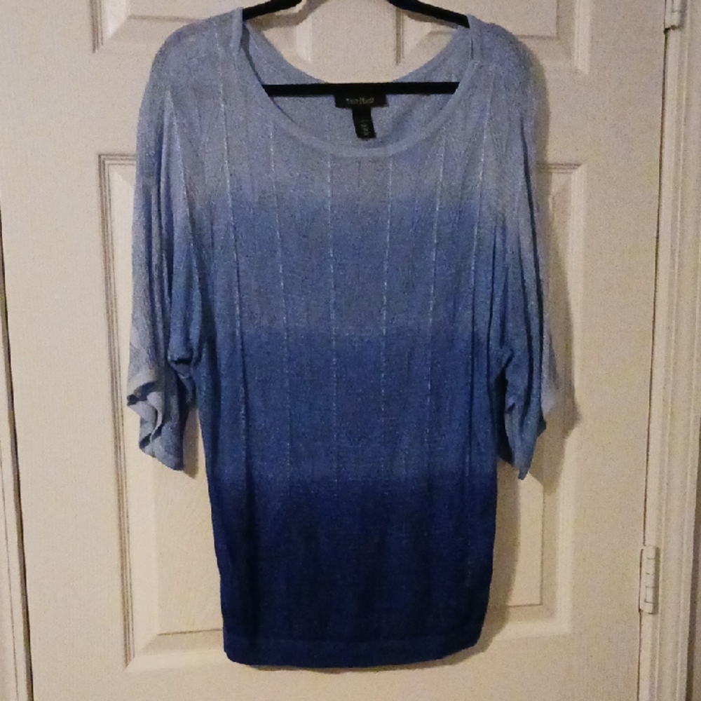 White House Black Market Light Blue Knit Top Size Large